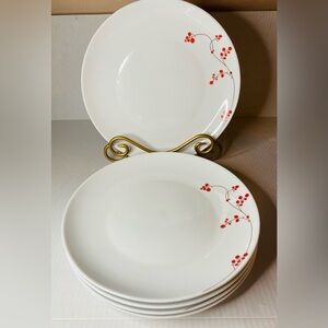 5 Dinner Plates Mikasa China Gourmet Basics Red Berries Pattern 10 1/2"